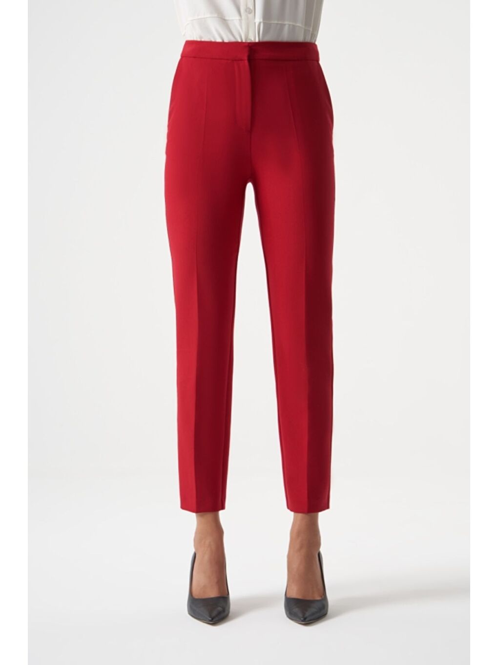 MZL Kırmızı Dar Paça Cepli Klasik Kumaş Pantolon-2