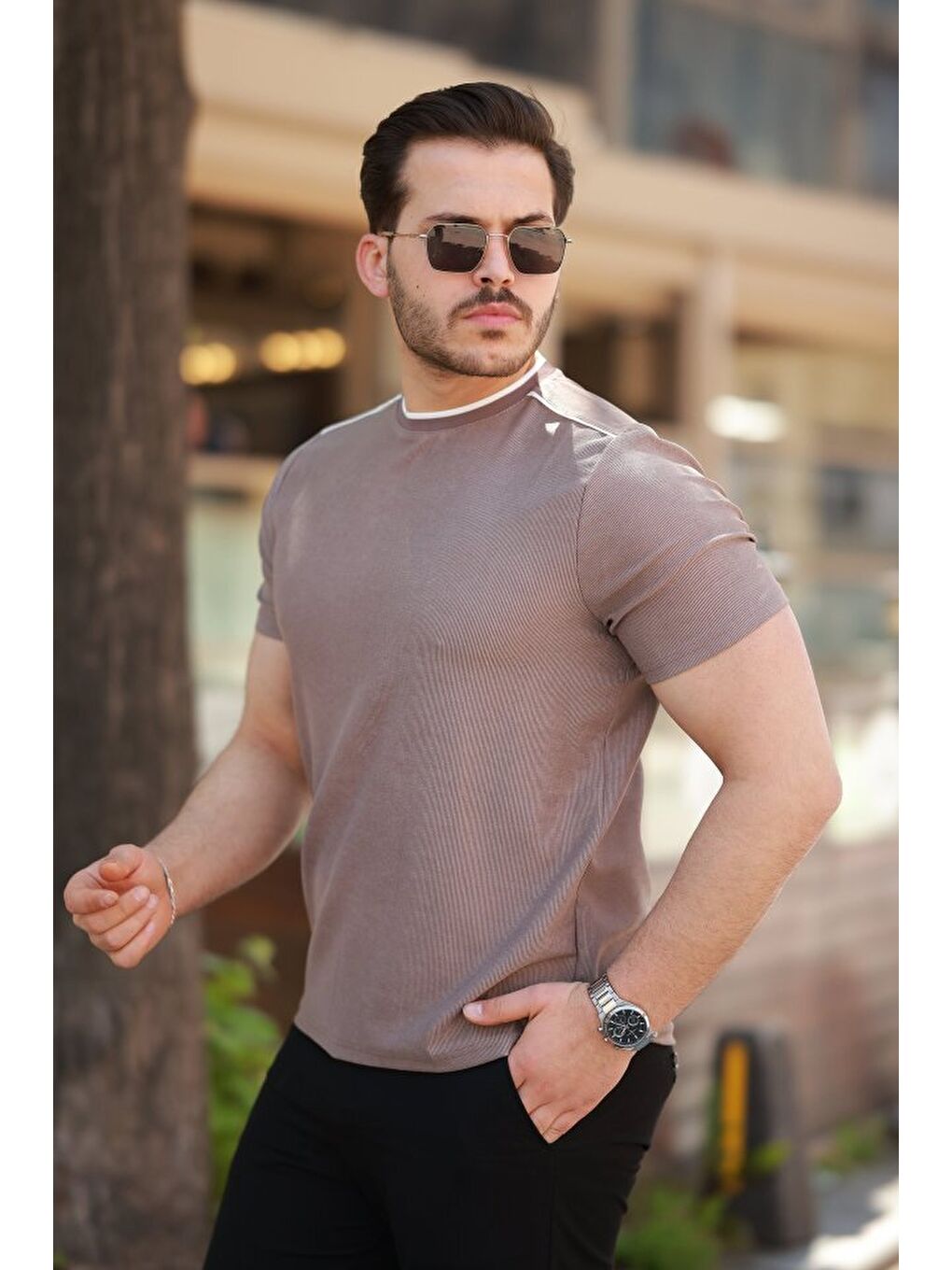 Pembe Erkek Kısa Kollu Tişört-1