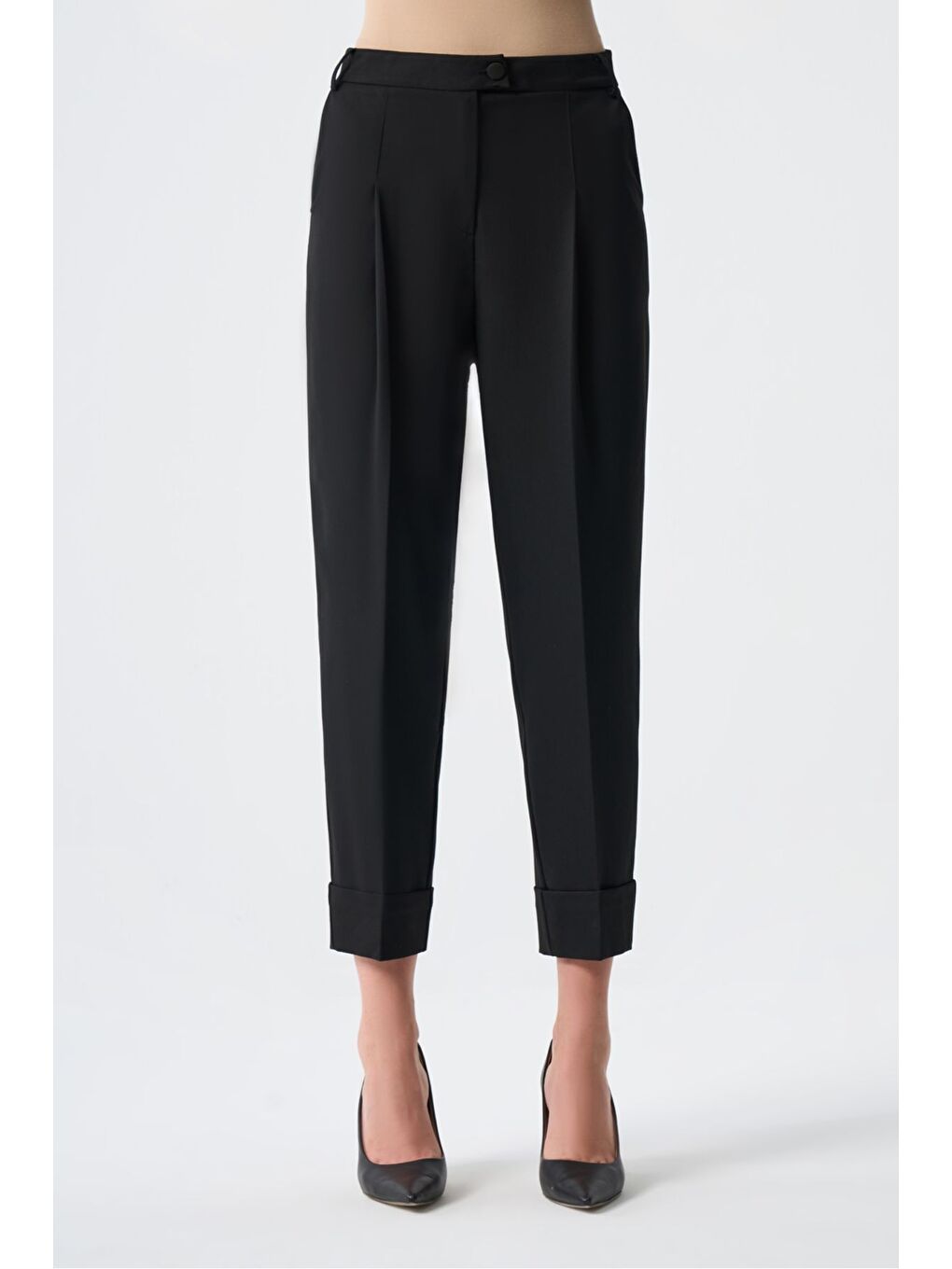 Siyah Double Paça Poliviskon Pantolon