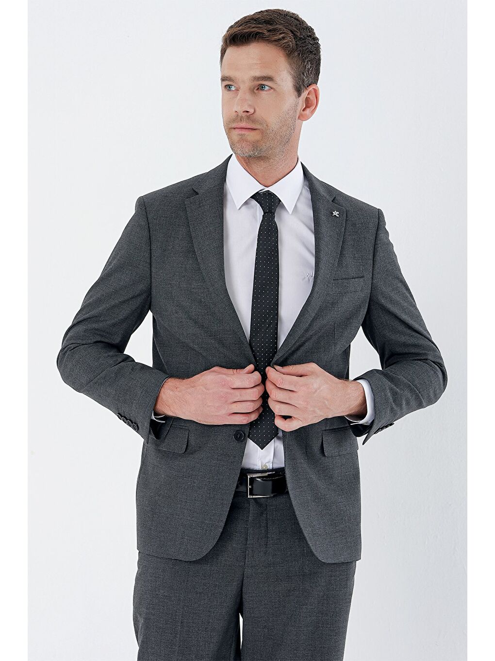 Siyah Desenli Mono Yaka 6 Drop Comfort Fit Rahat Kesim Klasik Takım Elbise 1001235163