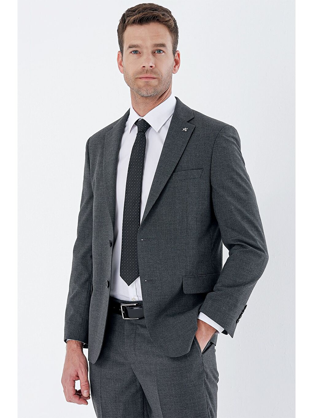 Siyah Desenli Mono Yaka 6 Drop Comfort Fit Rahat Kesim Klasik Takım Elbise 1001235163-1