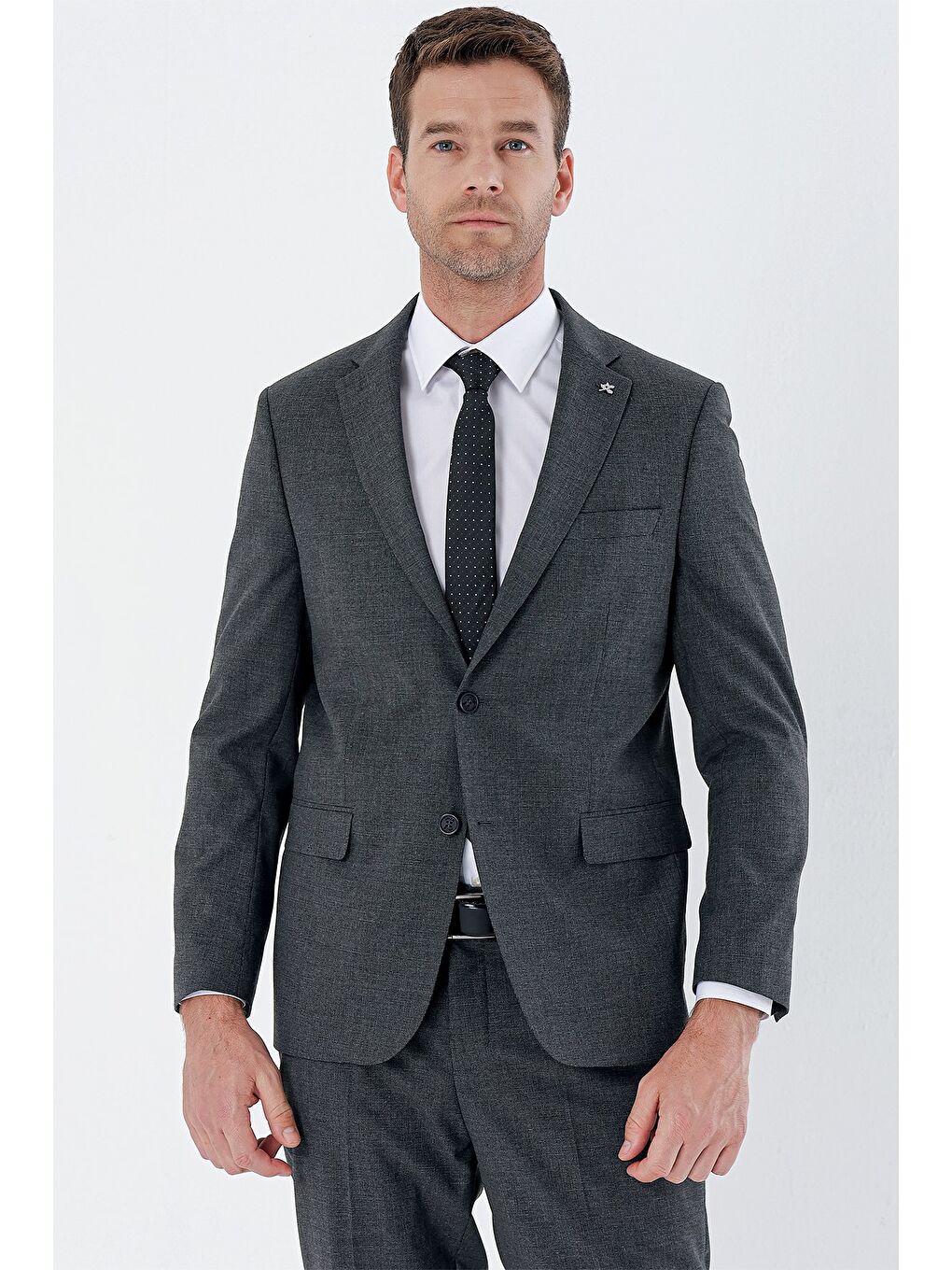 Siyah Desenli Mono Yaka 6 Drop Comfort Fit Rahat Kesim Klasik Takım Elbise 1001235163-4