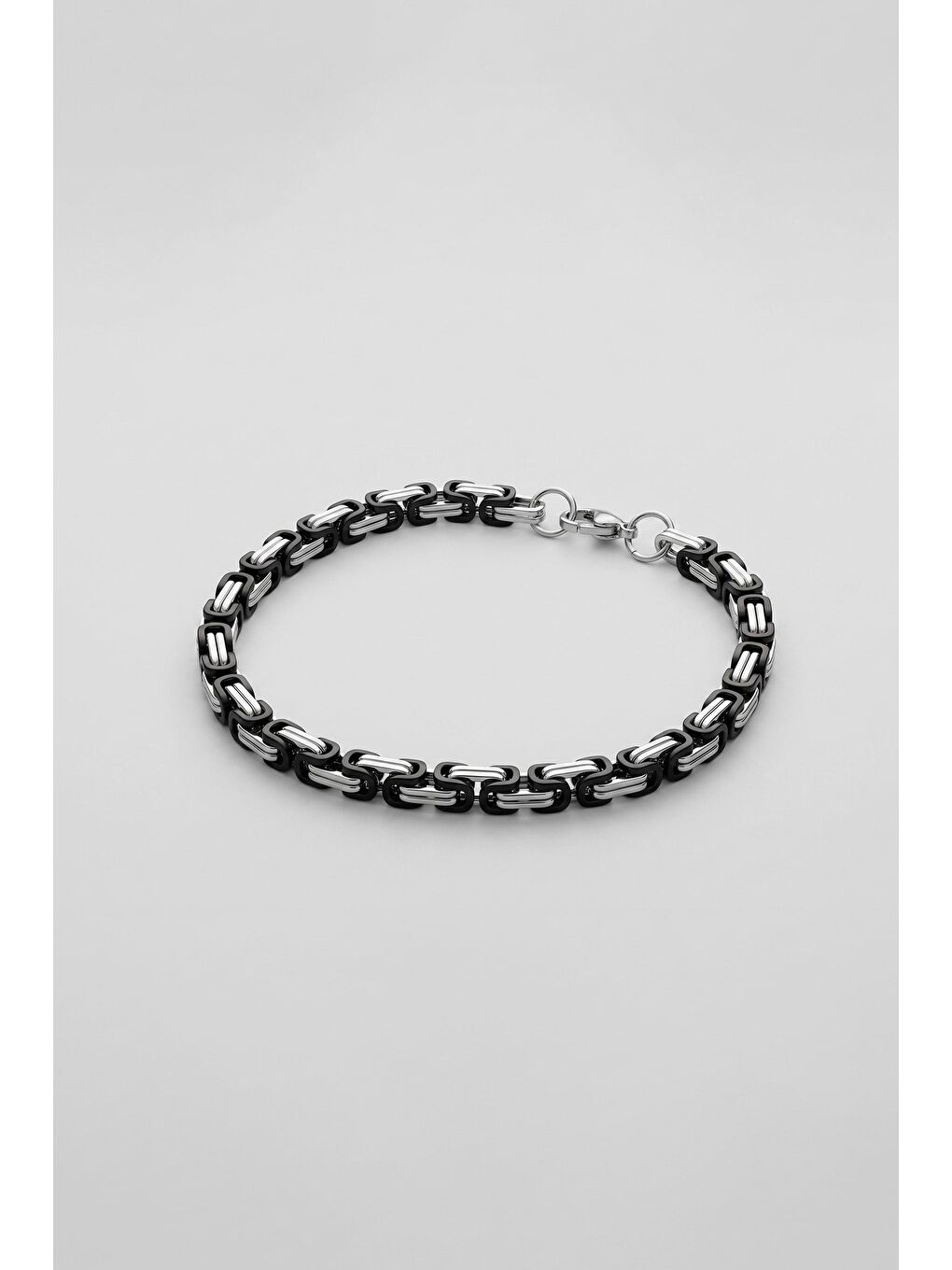 Erkek Şerit Çelik  Bileklik Siyah/Gümüş