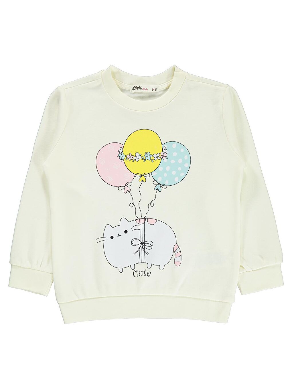 Girls Kız Çocuk Sweatshirt 2-5 Yaş Ekru