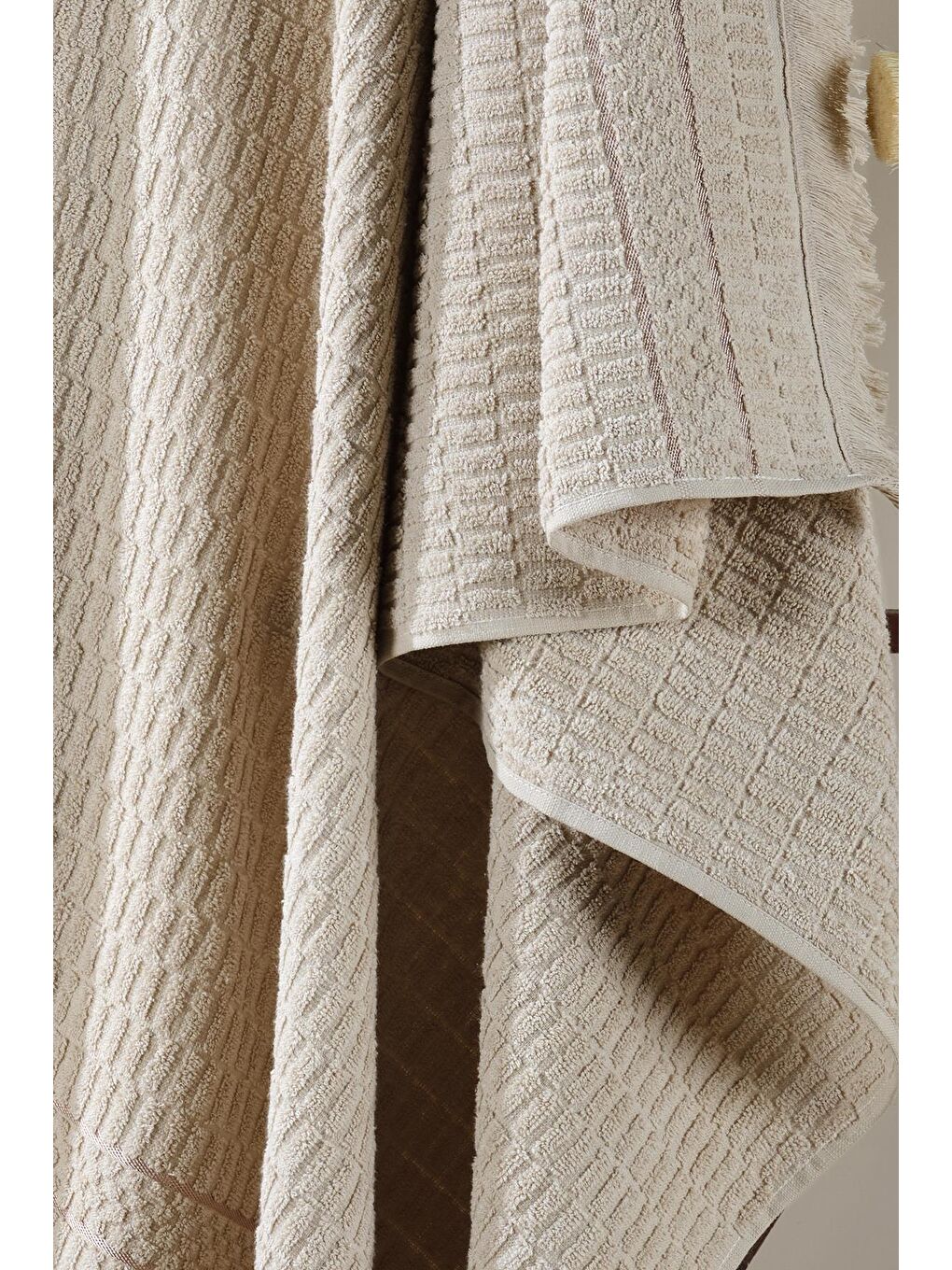 Zeynep Tekstil Bej Daphne Banyo Havlusu 90x150 Cm %100 Pamuk Battal Boy - 3