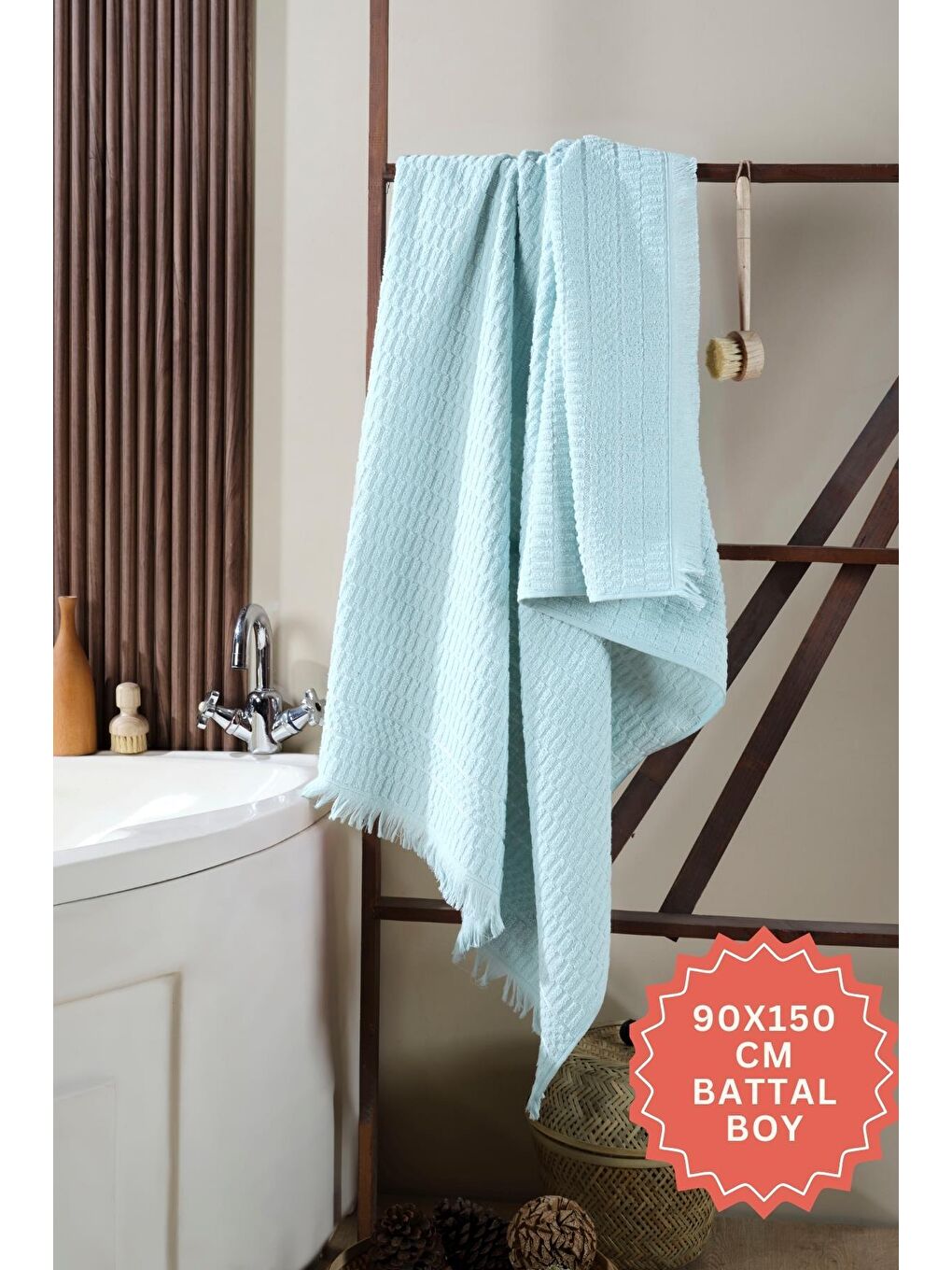 Yeşil Daphne Banyo Havlusu 90x150 Cm %100 Pamuk Battal Boy