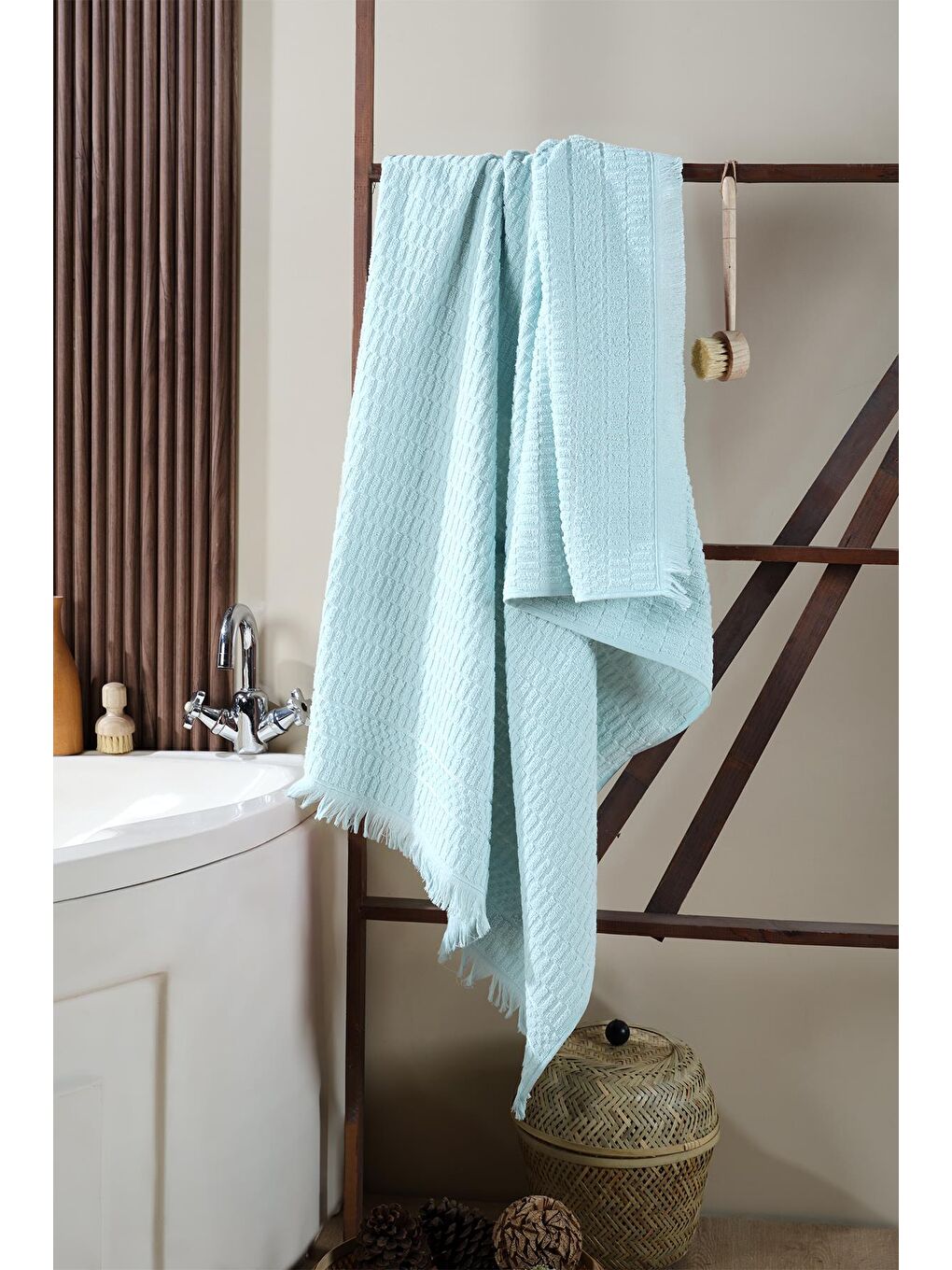 Yeşil Daphne Banyo Havlusu 90x150 Cm %100 Pamuk Battal Boy-1