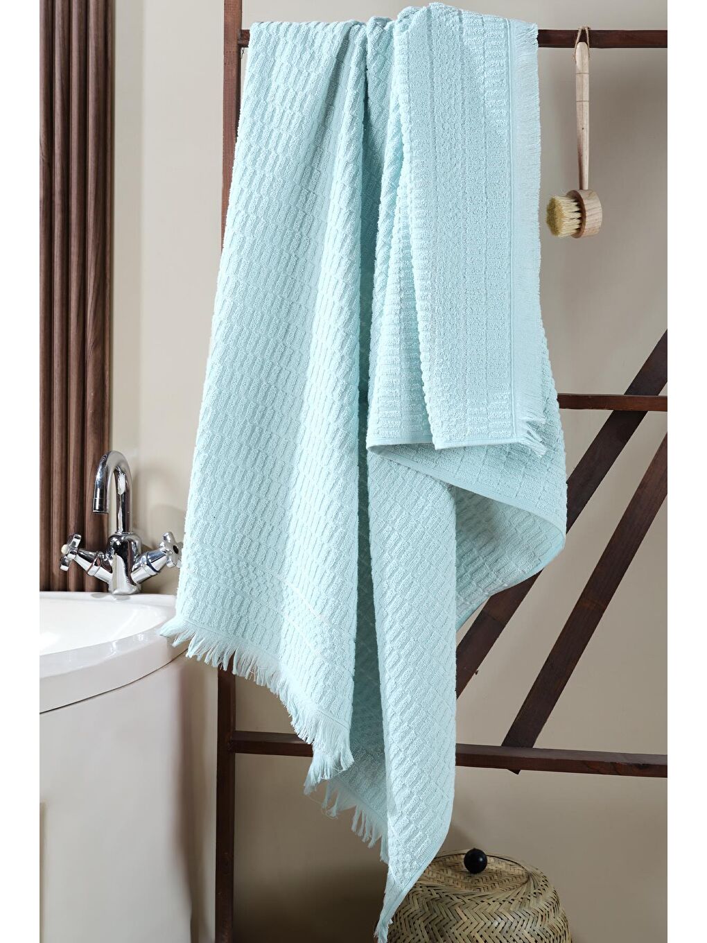 Yeşil Daphne Banyo Havlusu 90x150 Cm %100 Pamuk Battal Boy-2