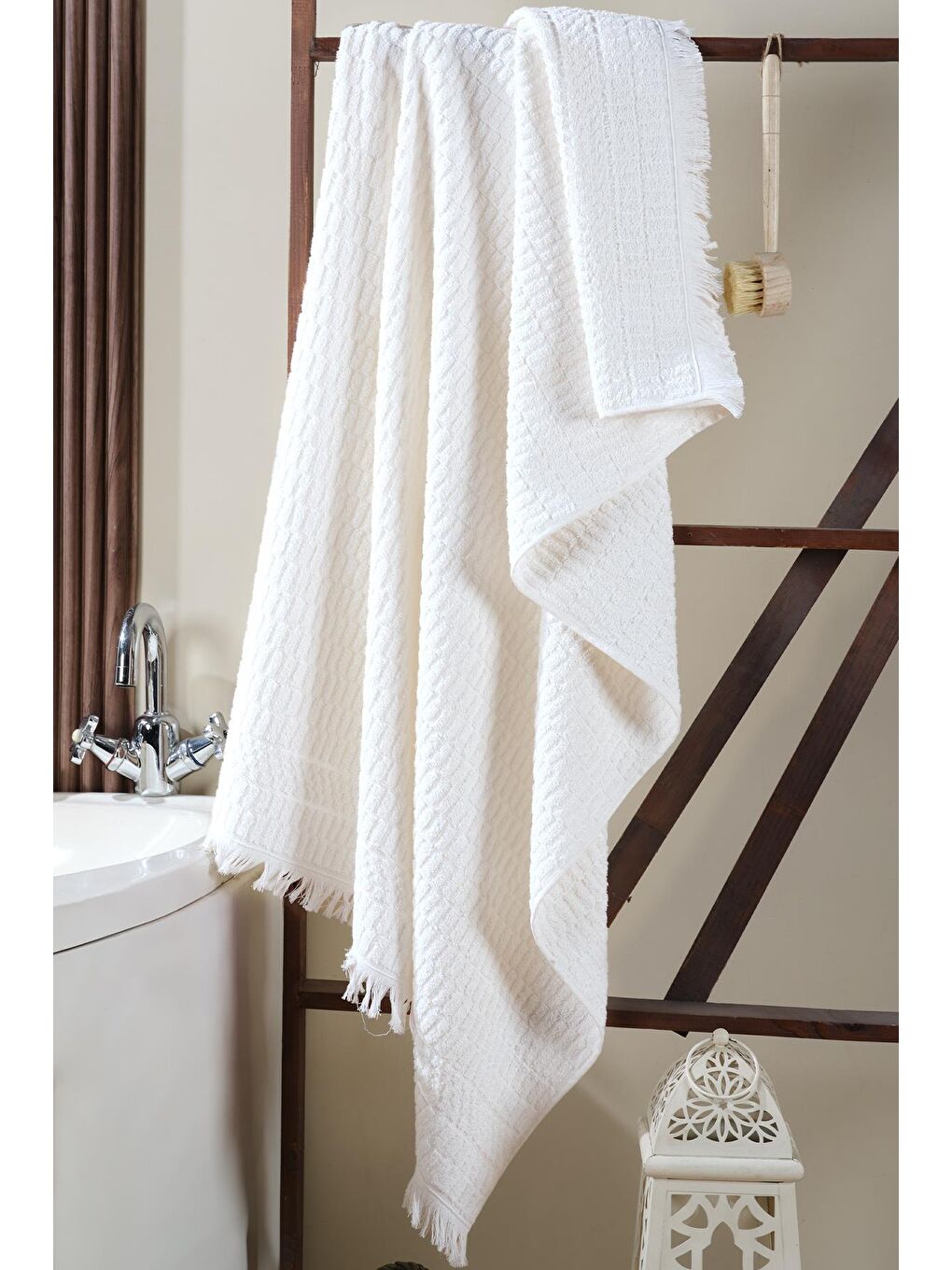 Zeynep Tekstil Ekru Daphne Banyo Havlusu 90x150 Cm %100 Pamuk Battal Boy - 2