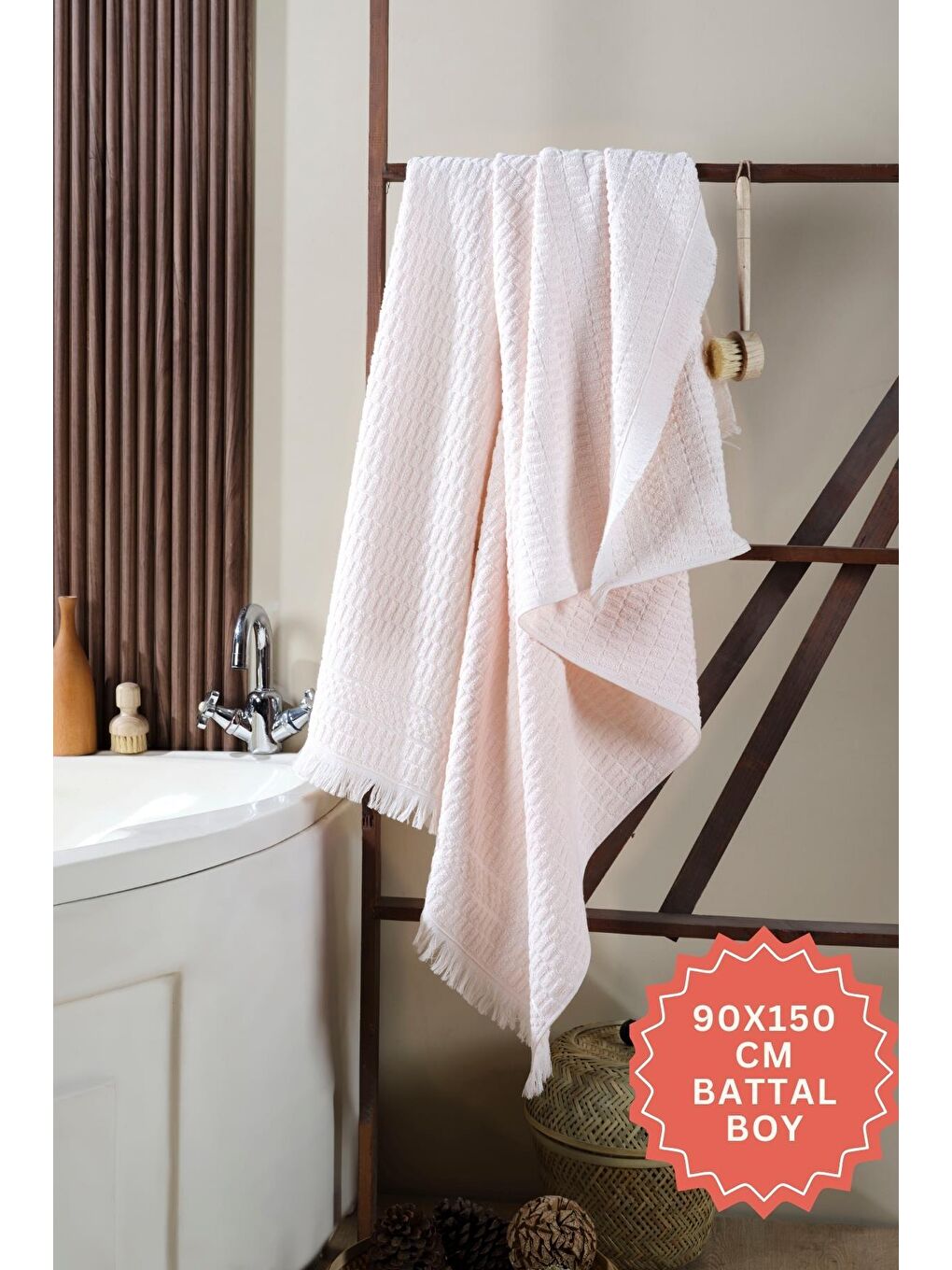 Pembe Daphne Banyo Havlusu 90x150 Cm %100 Pamuk Battal Boy