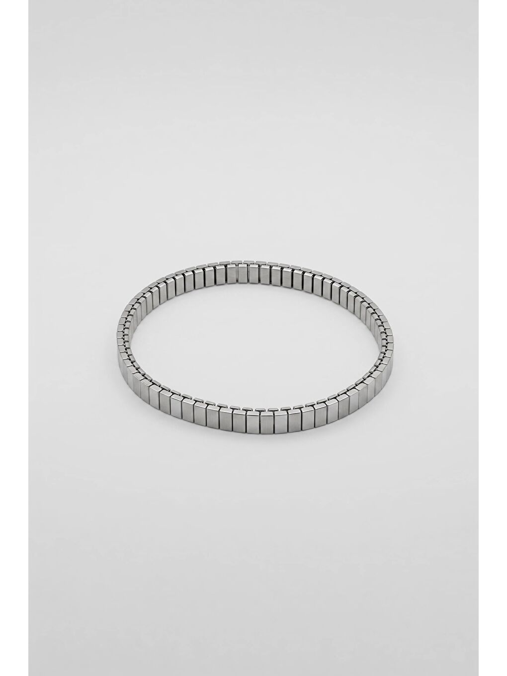 Gri Erkek Segmentli Esnek Minimal Çelik Bileklik Gümüş