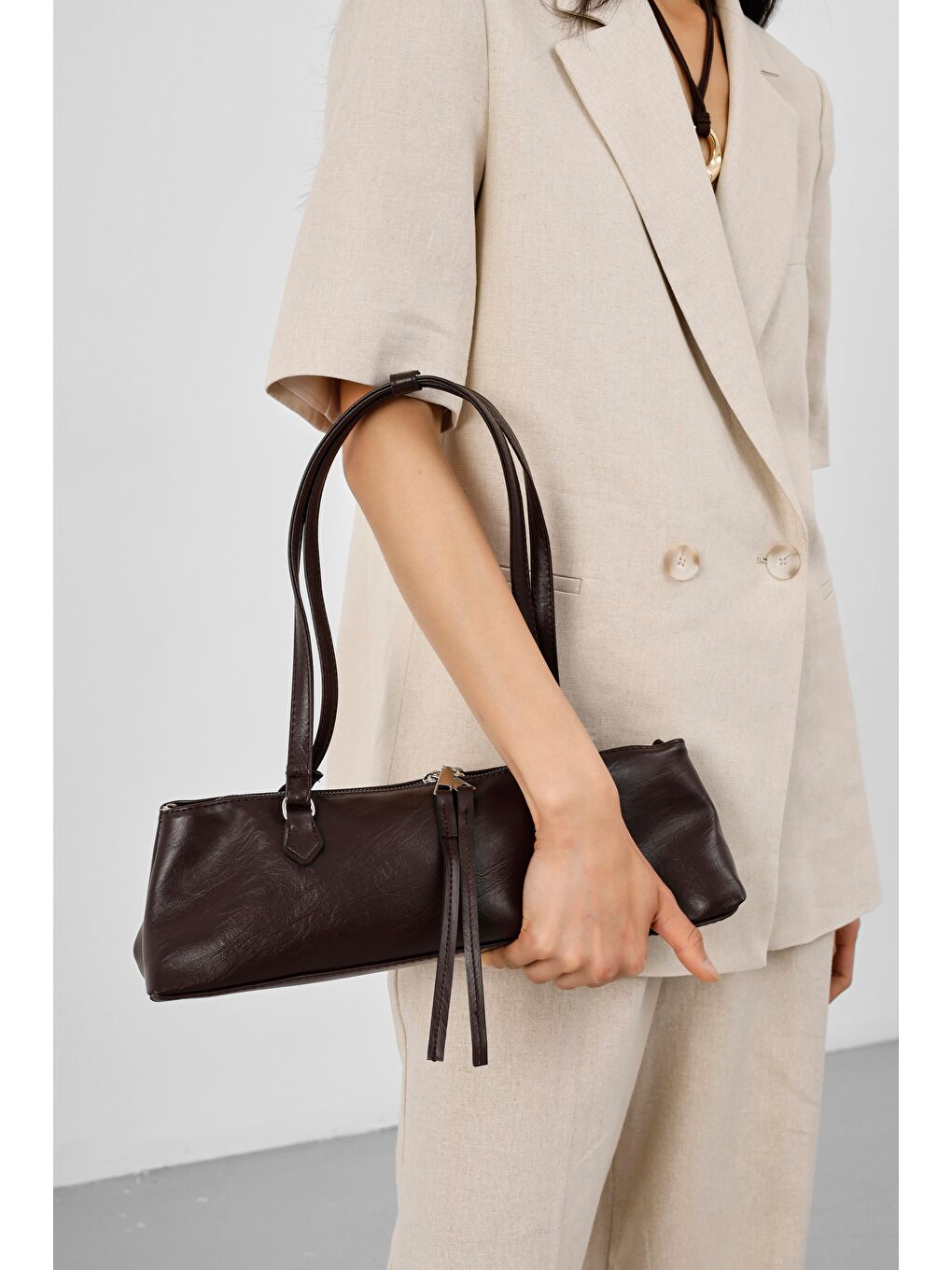 Kahverengi Core Basic Omuz Baget Çanta Kahve-1