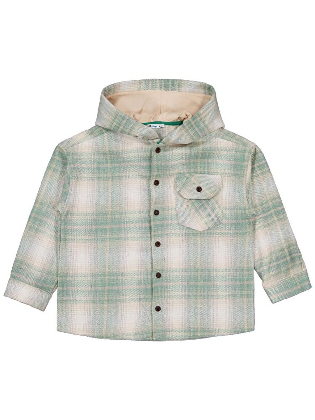 Boys Kapüşonlu Ekose 6-9 Yaş Gömlek - Haki 6-7 Yaş