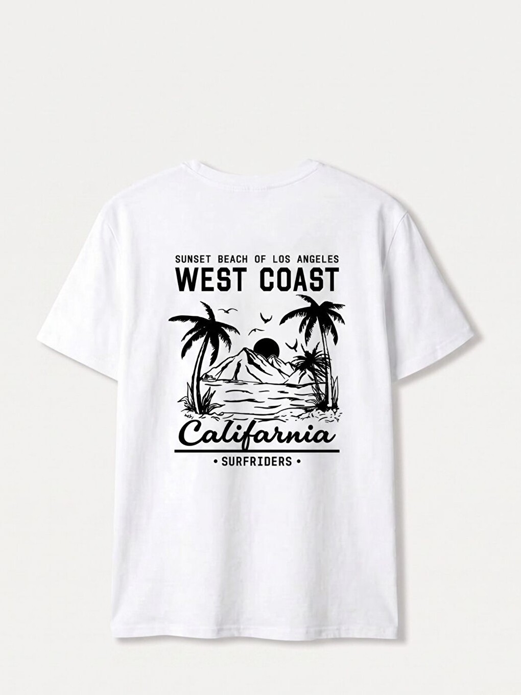 Beyaz West Coast Calif Baskı Regular Fit Tişört