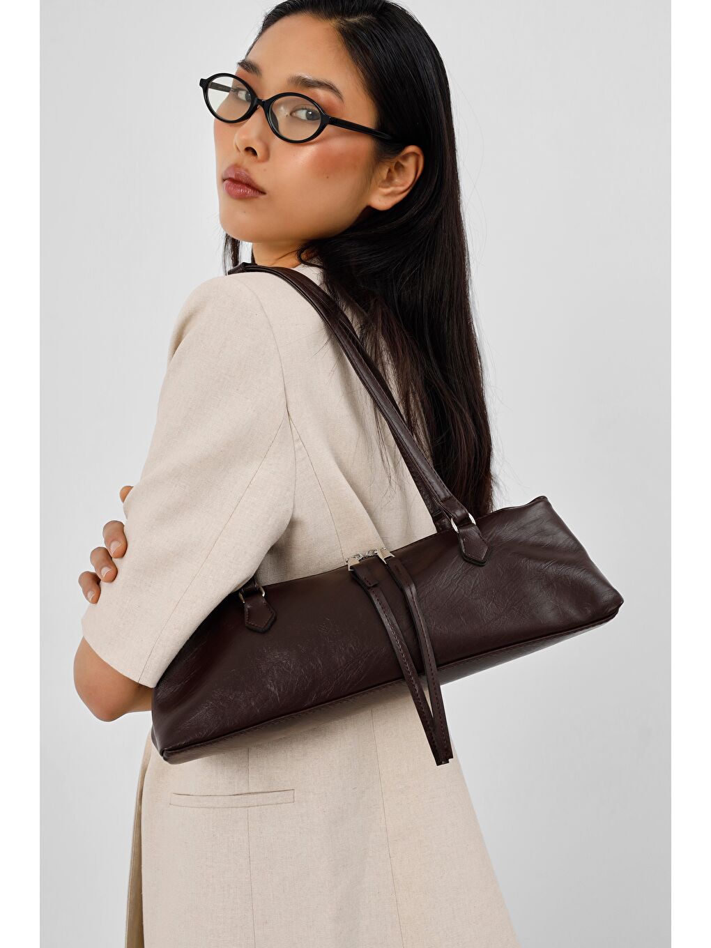 Kahverengi Core Basic Omuz Baget Çanta Kahve-4