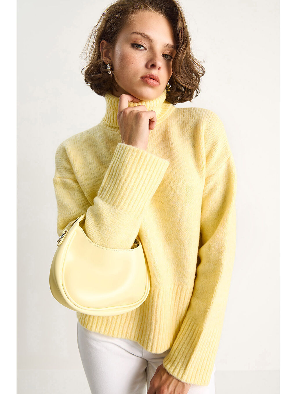 Sarı Kadın Balıkçı Yaka Kazak