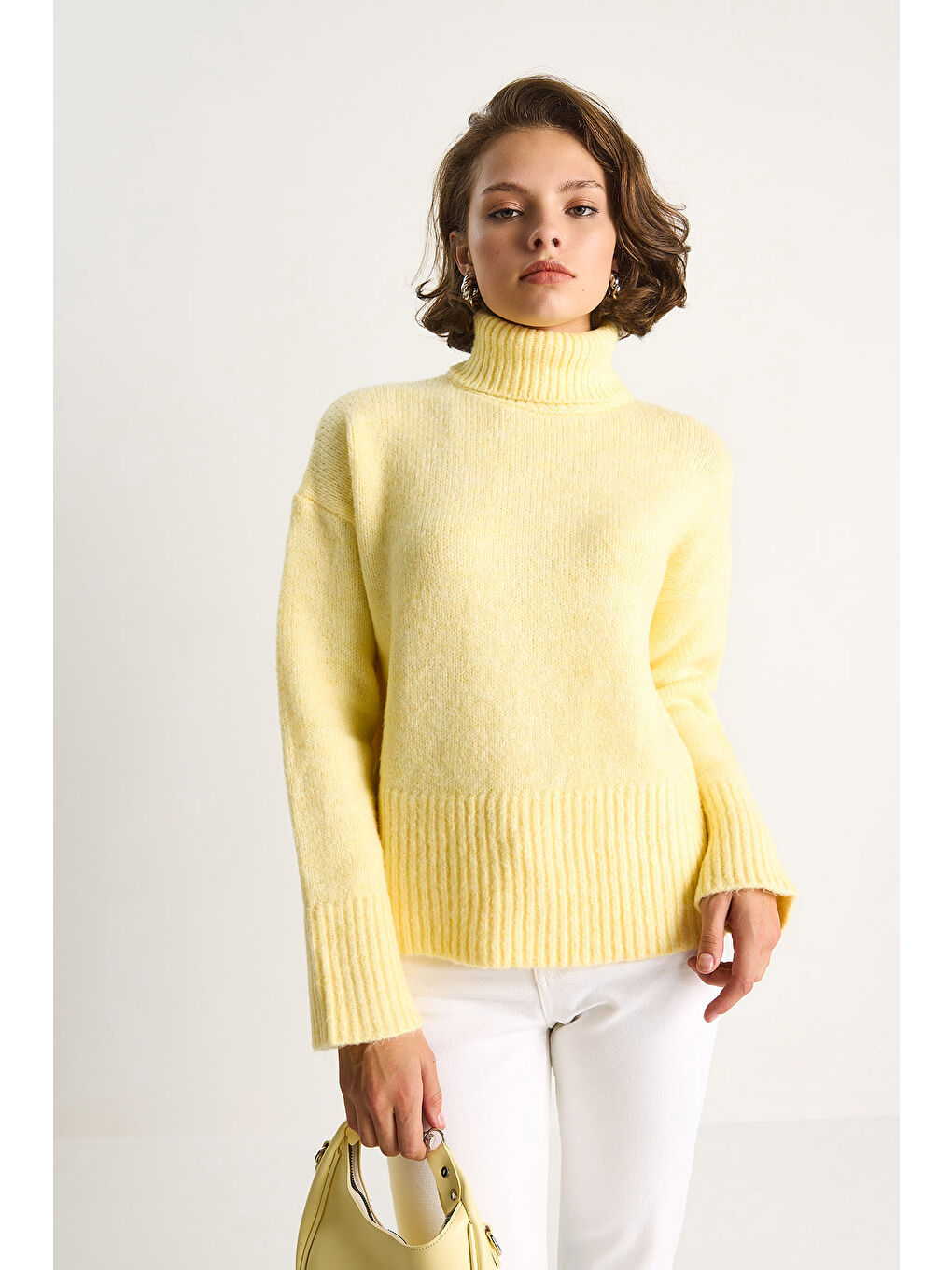 Sarı Kadın Balıkçı Yaka Kazak-1