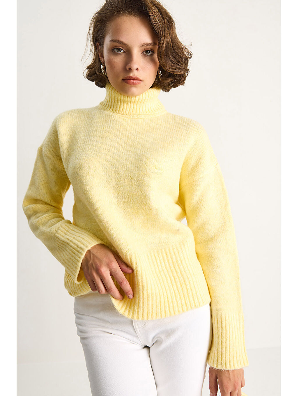 Sarı Kadın Balıkçı Yaka Kazak-2