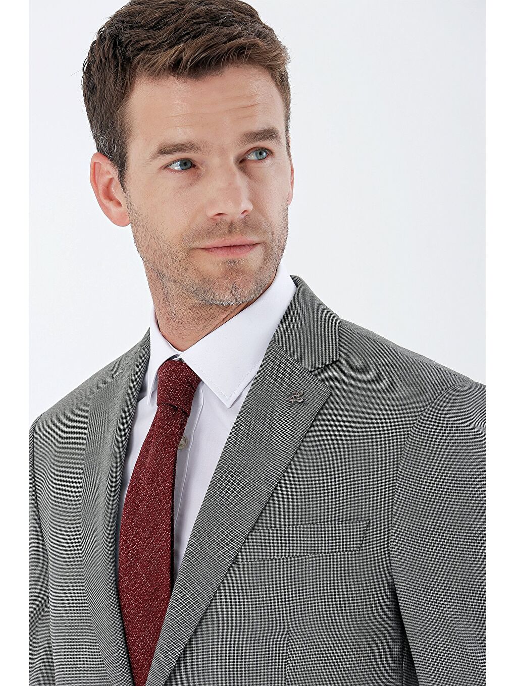 Koyu Bej Desenli Mono Yaka 4 Drop Comfort Fit Rahat Kesim Klasik Takım Elbise 1001235162-5