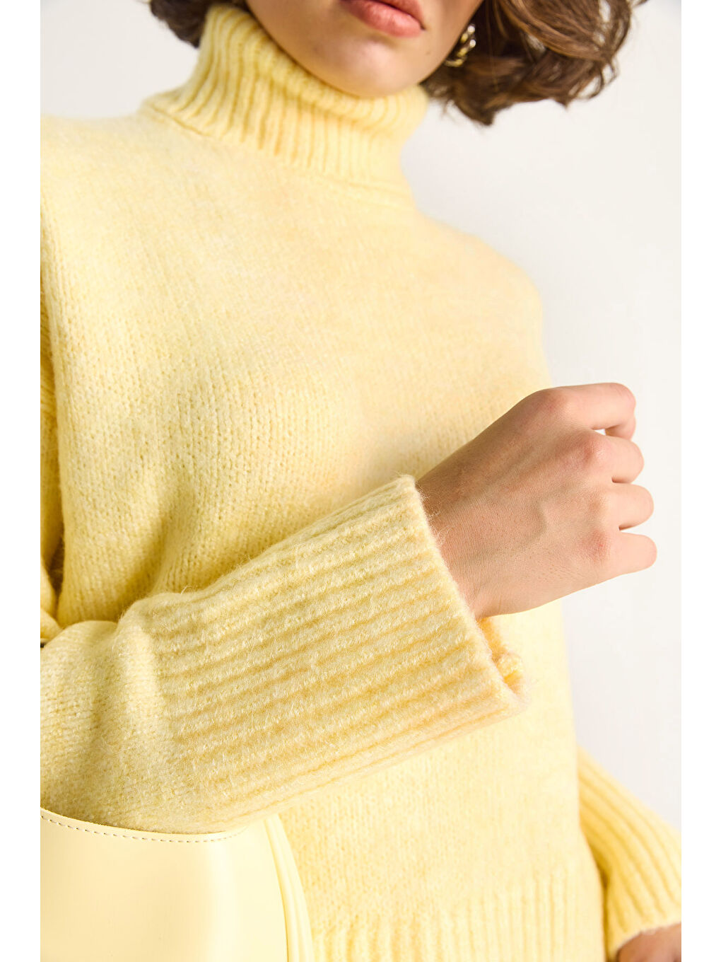 Sarı Kadın Balıkçı Yaka Kazak-5