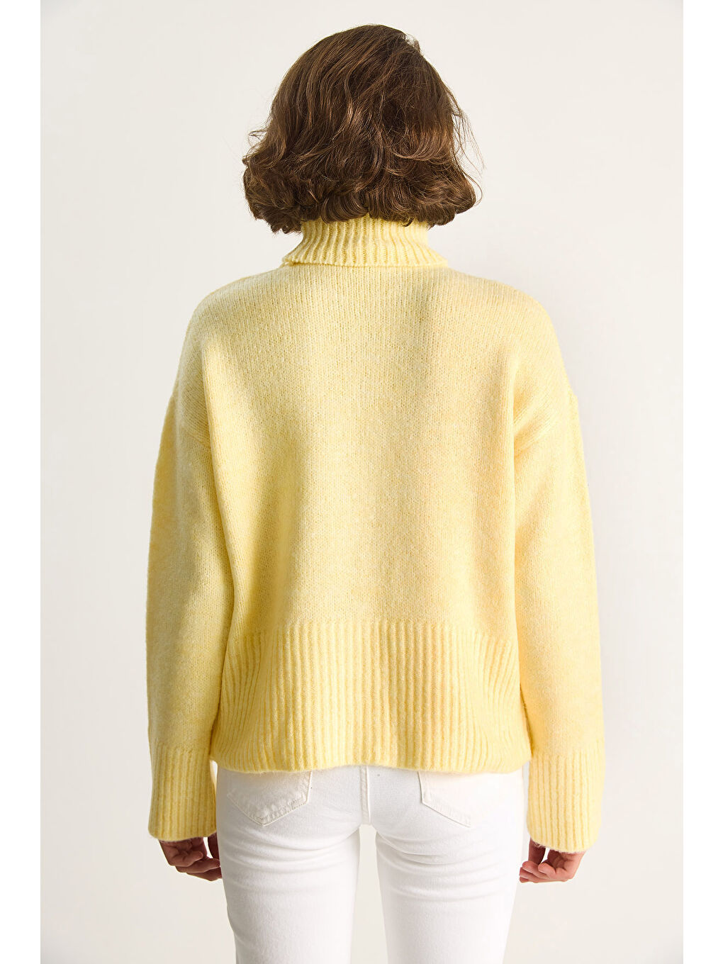 Sarı Kadın Balıkçı Yaka Kazak-6