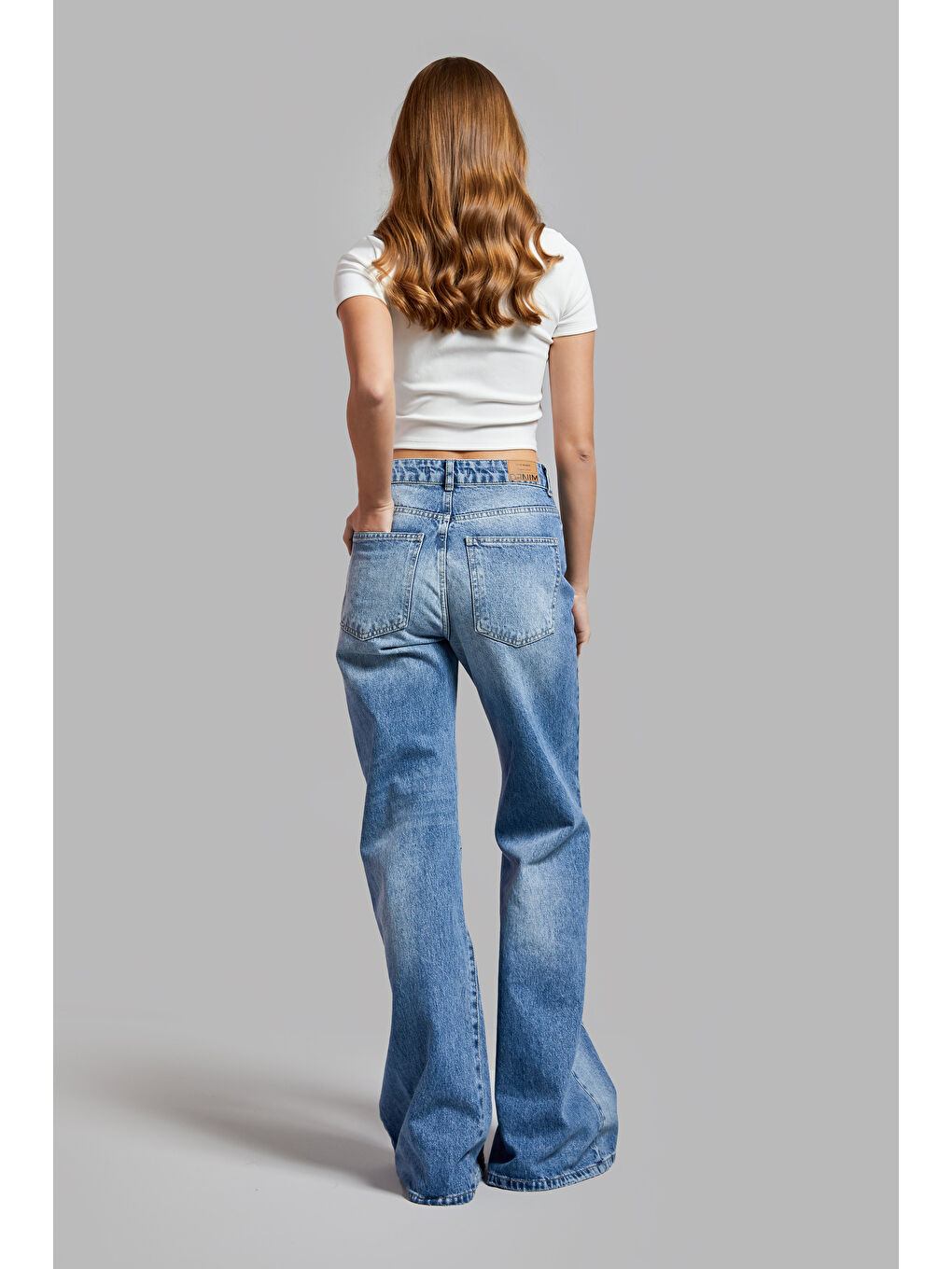 Kadın Mavi Renk 2S54 Flare Fit %100 Pamuk Süper Uzun Denim-3