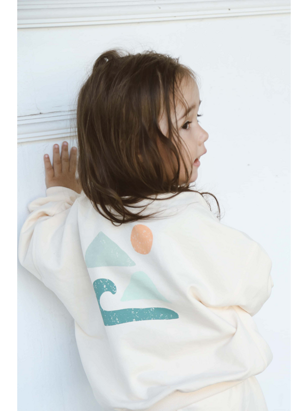 Ekru Krem Sırt Baskılı Mevsimlik Sweatshirt-3