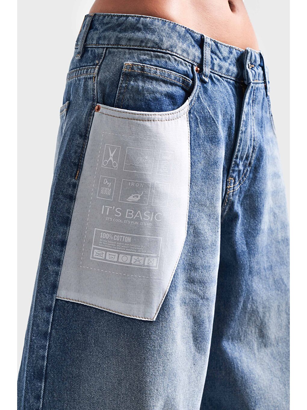 Mavi Kadın Jean Rengi 4S584 Cep Detaylı Baggy Fit Denim-1