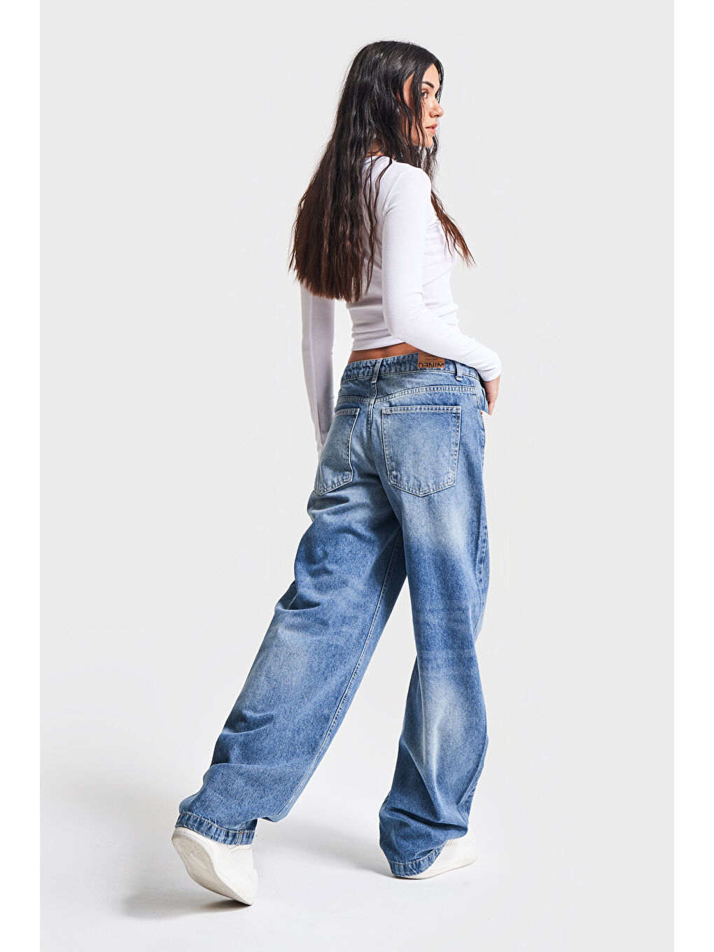 Mavi Kadın Jean Rengi 4S584 Cep Detaylı Baggy Fit Denim-5