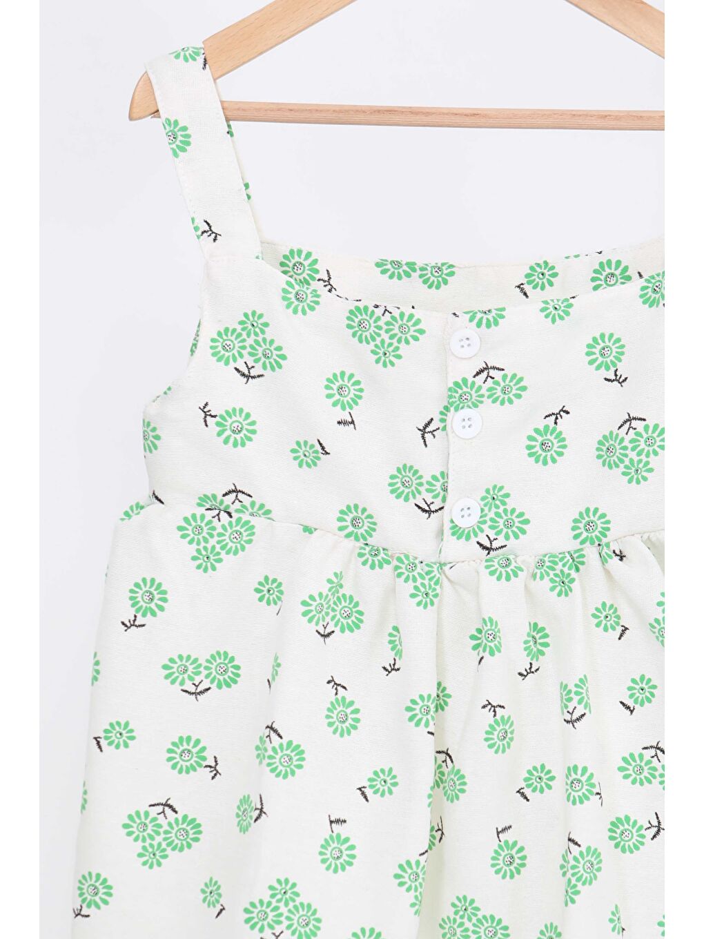 Yeşil Kız Çocuk Yesil Çiçek Desenli Elbise - 27217-1