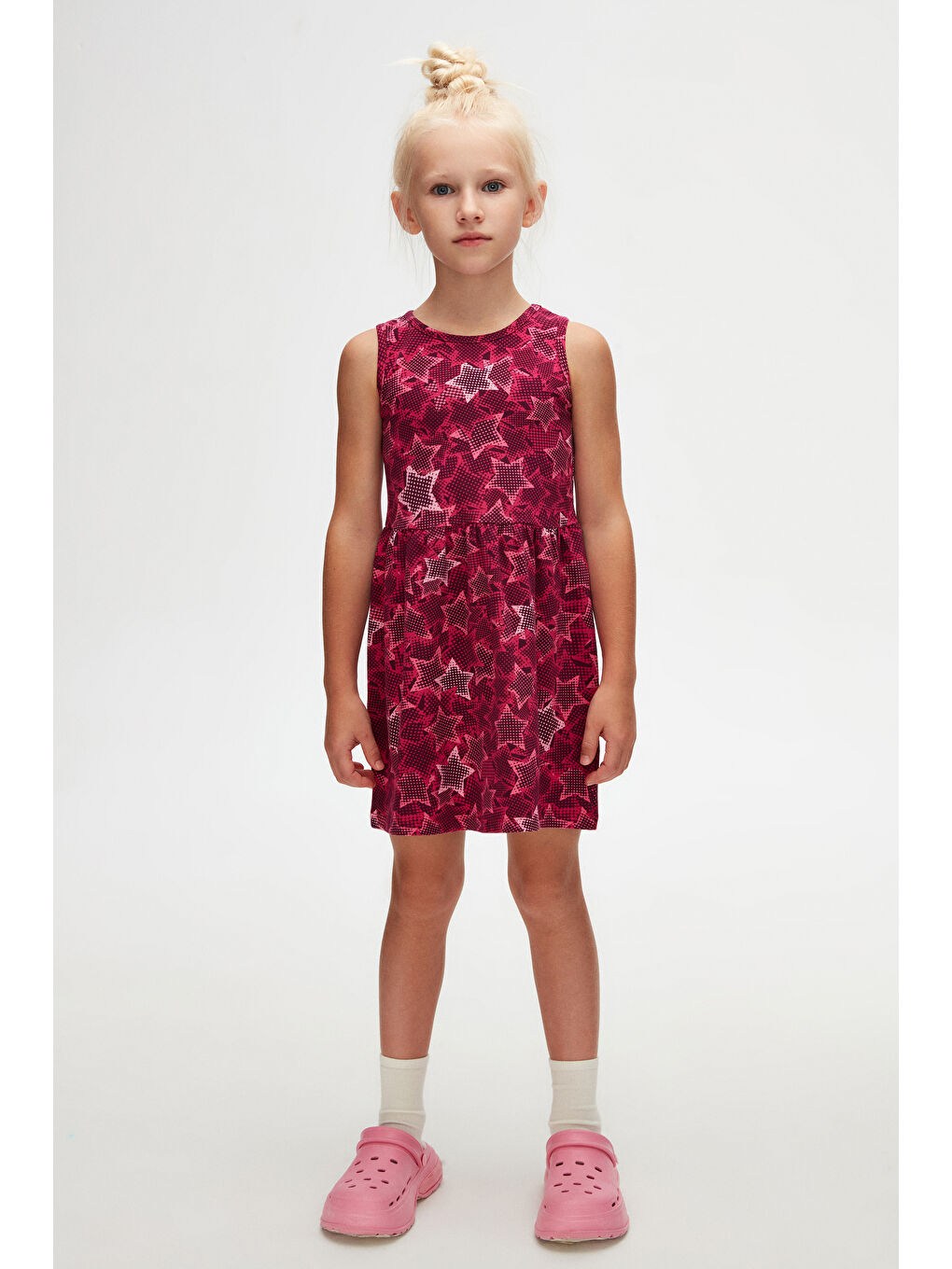 Karışık Pointing Stars Kız Çocuk Desen Kolsuz Elbise