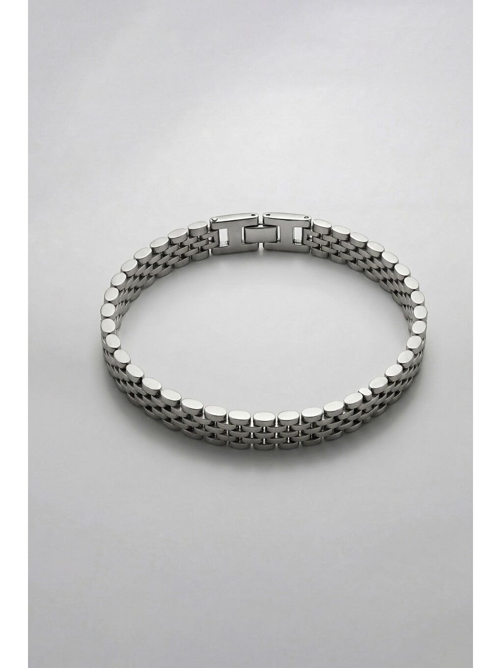 Gri Erkek Blok Model Çelik Bileklik Gümüş