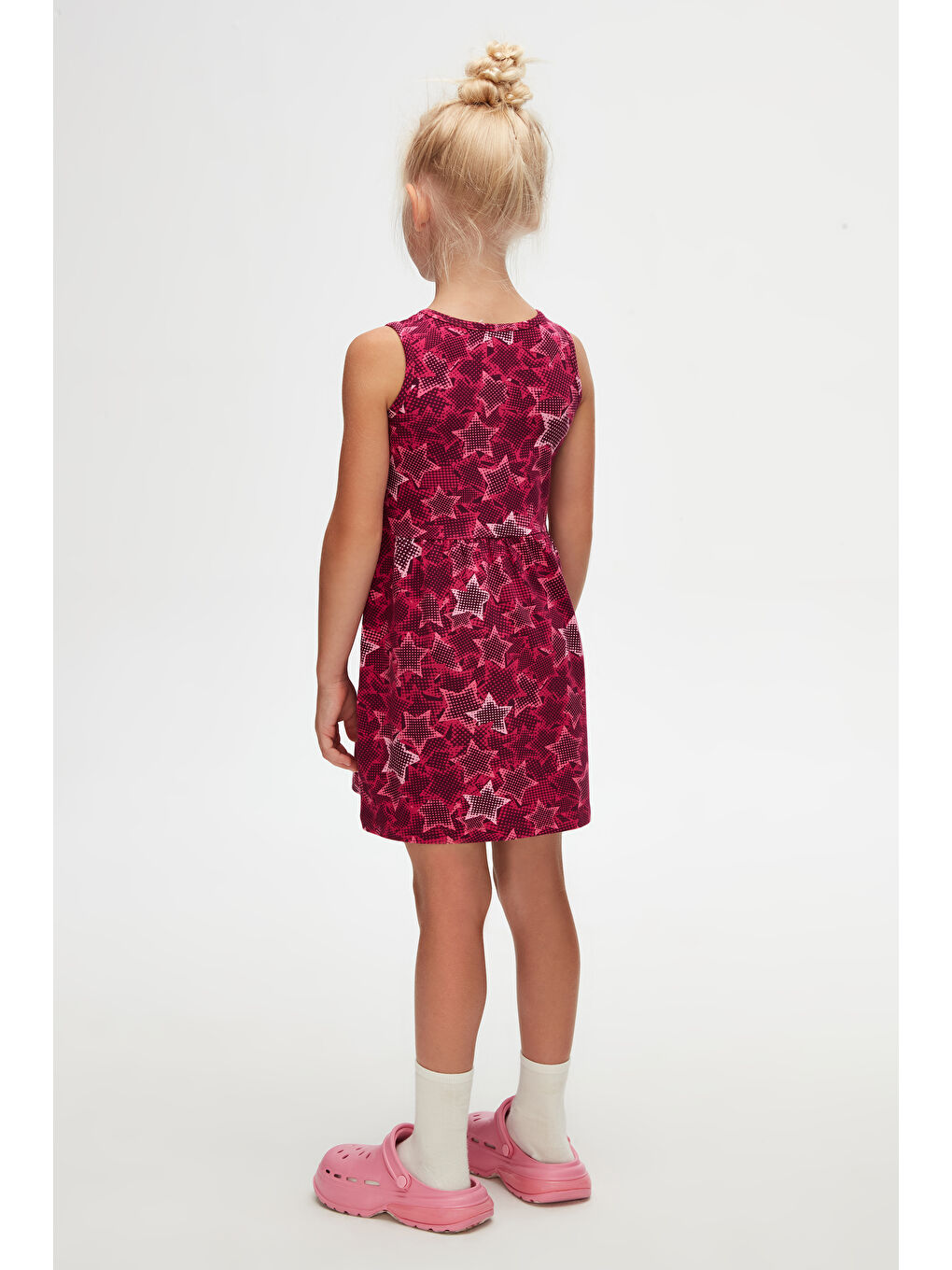 Karışık Pointing Stars Kız Çocuk Desen Kolsuz Elbise-3