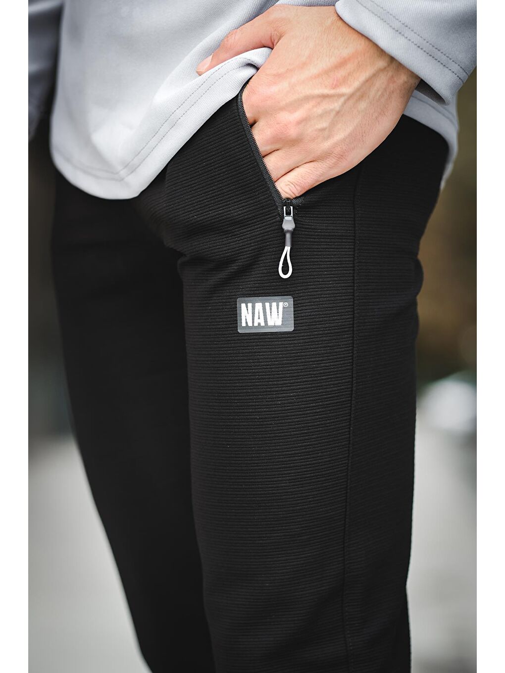 Siyah Naw 402 Lastikli Paça Ottoman Slim Fit Erkek Jogger Eşofman Altı-2