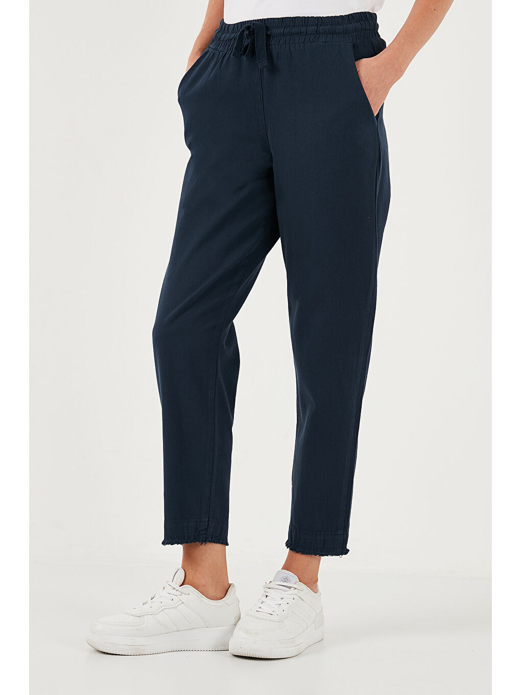 Lacivert Pamuklu Normal Bel Regular Fit Düz Paça Kadın Pantolon 668Yp42282S4-1