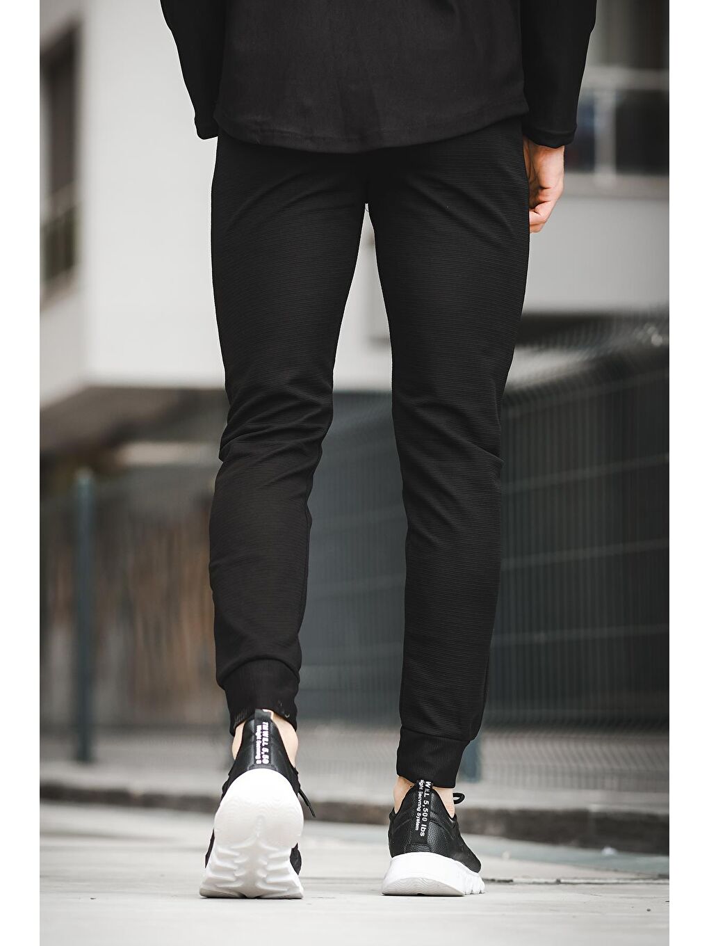 Siyah Naw 402 Lastikli Paça Ottoman Slim Fit Erkek Jogger Eşofman Altı-5