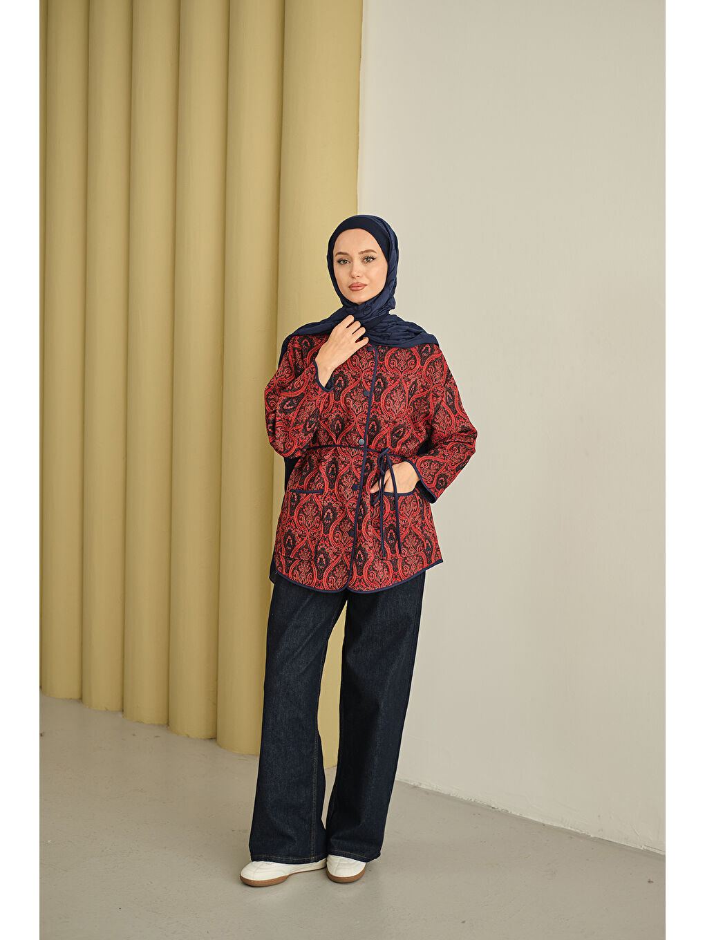 Kadın Etnik Desen Ceket Bordo-2
