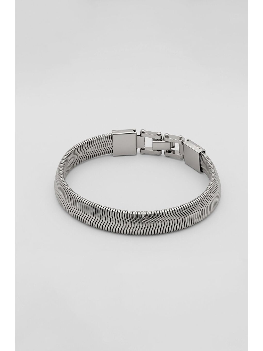 Gri Erkek Kalın Yılan Zincir Çelik Bileklik Gümüş