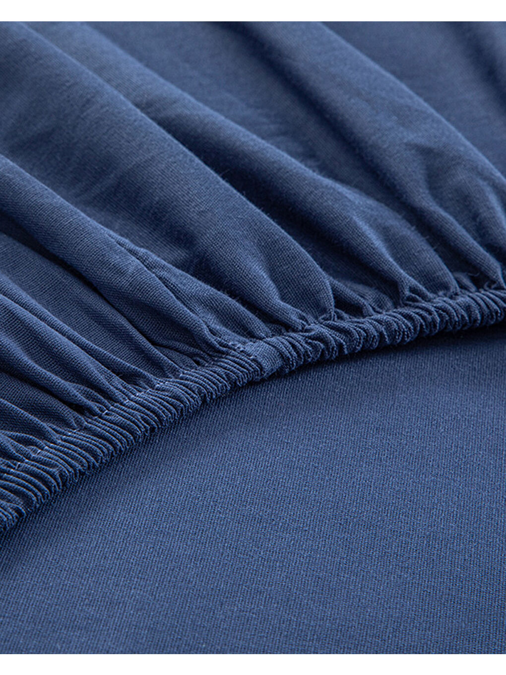 Düz Pamuklu Tek Kişilik Plus Lastikli Çarşaf Gece Mavisi-2