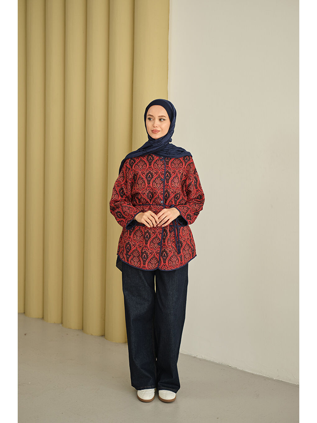 Kadın Etnik Desen Ceket Bordo-4