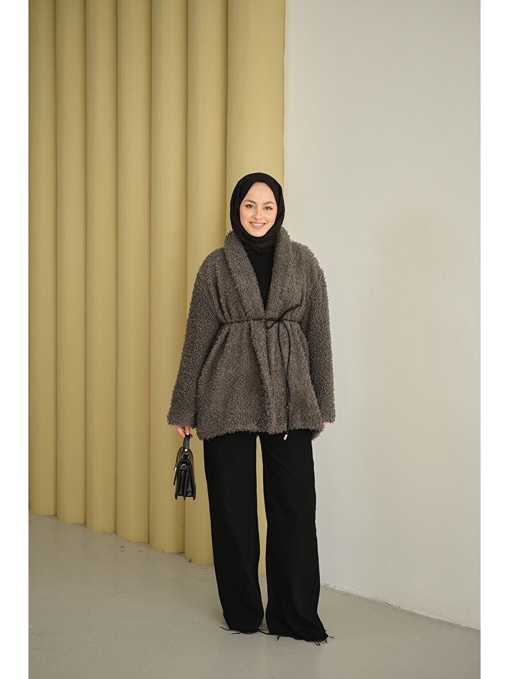 Kadın Astarlı İki İplik Ceket Gri-1