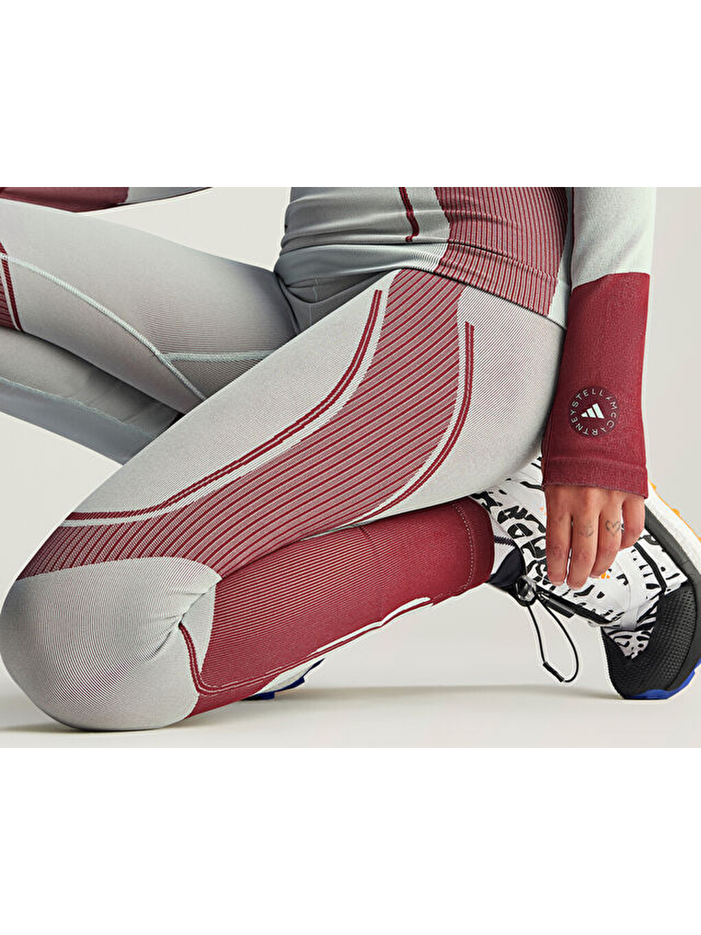 By Stella Mccartney Tst Leg Kadın Günlük Tayt Iw6362 Gri-3