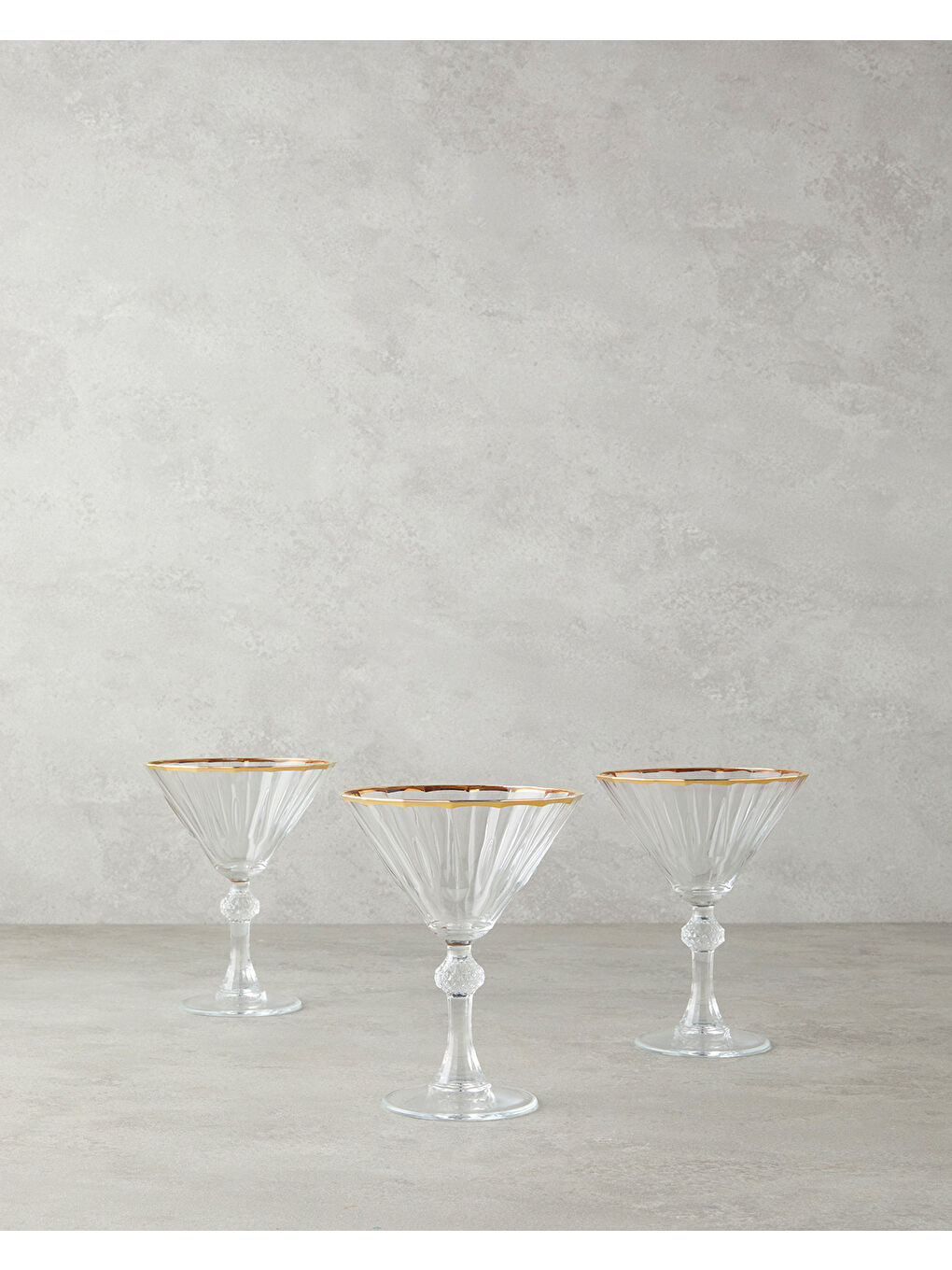 Sarı Mirage Cam 3'lü Kadeh 240 ml Şeffaf-Gold