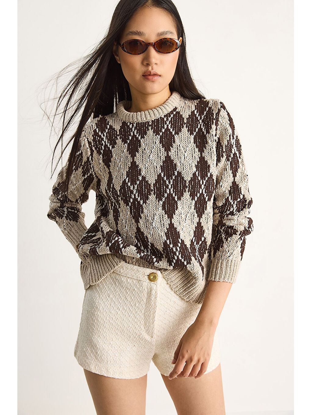 Bej Kadın Baklavalı Kazak-1