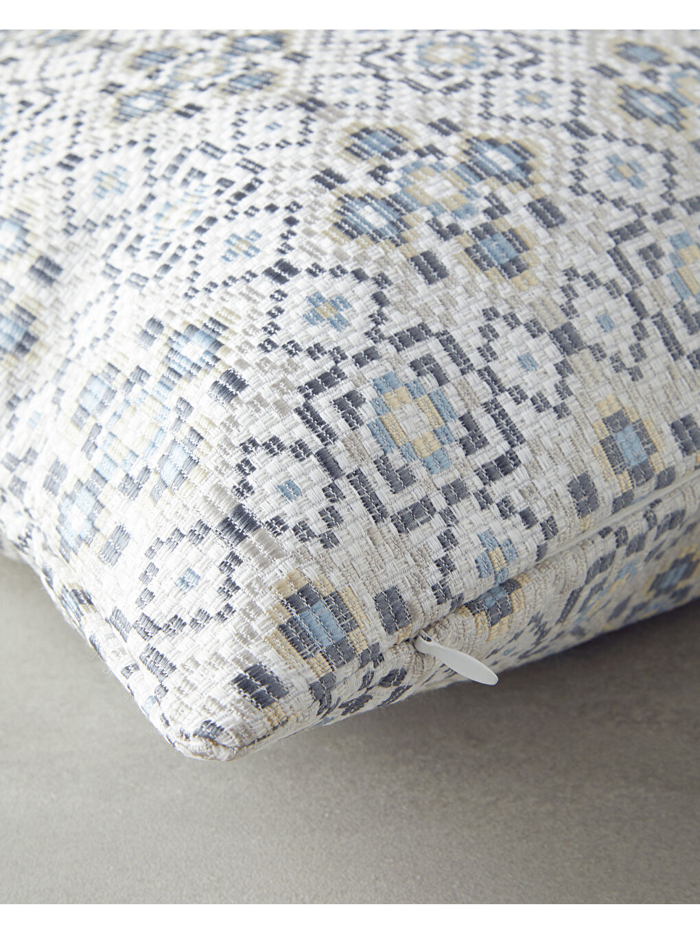 Mozaik Dekoratif Kırlent Ekru - Mavi-1