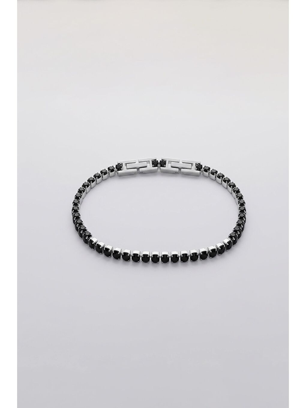 Erkek Taşlı Çelik Bileklik Siyah