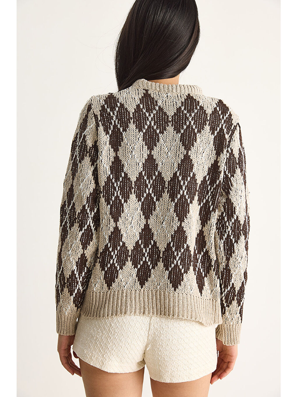 Bej Kadın Baklavalı Kazak-6