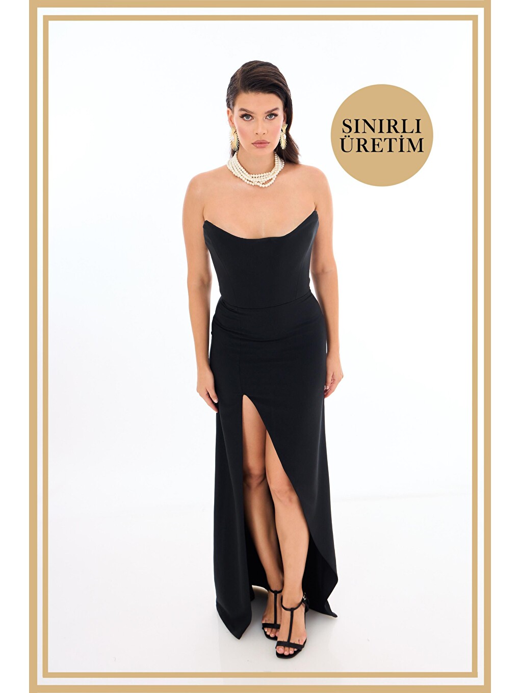 Limited Edition | Diana Siyah Uzun Elbise-2