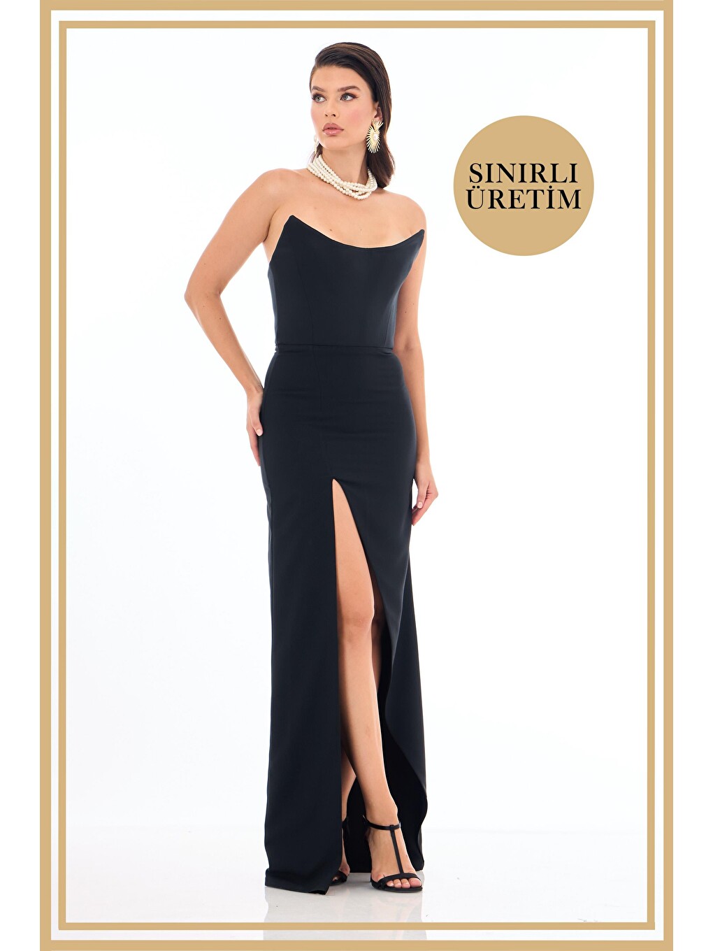 Limited Edition | Diana Siyah Uzun Elbise-3