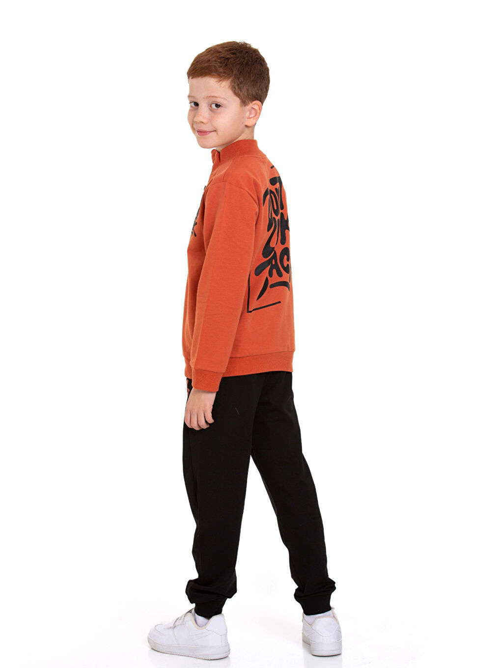 Kahverengi Dont Look Baskılı Fermuarlı Takım 54403-3